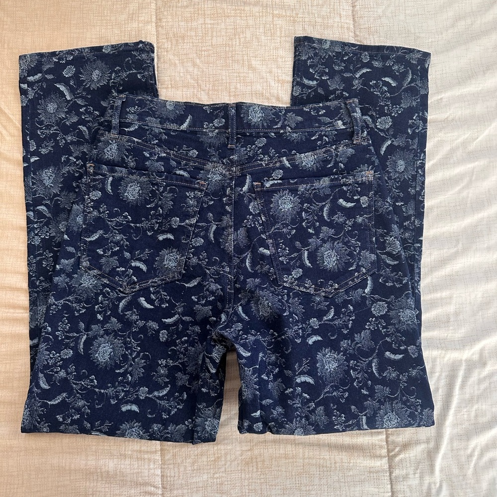 Express Floral Dark Wash Straight Leg Jeans Size 8 NWT